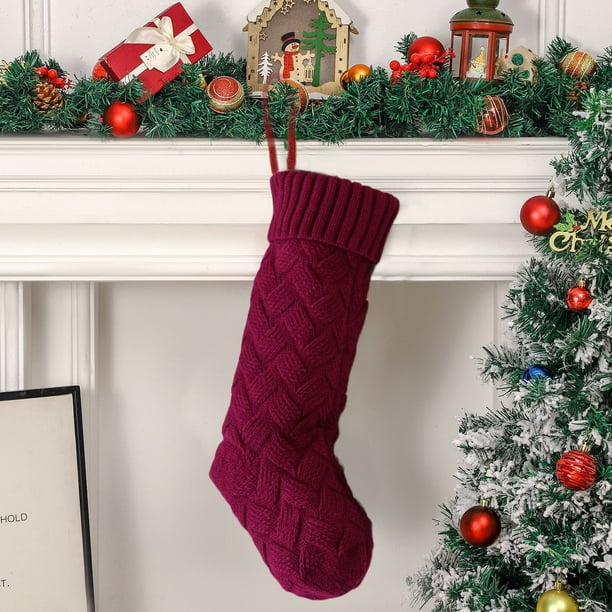 Calcetines navideños de punto de 45 cm para chimenea, ideales para colgar en la chimenea. Perfectos para niños, fiestas navideñas familiares. Calcetines grandes, decoración festiva navideña,