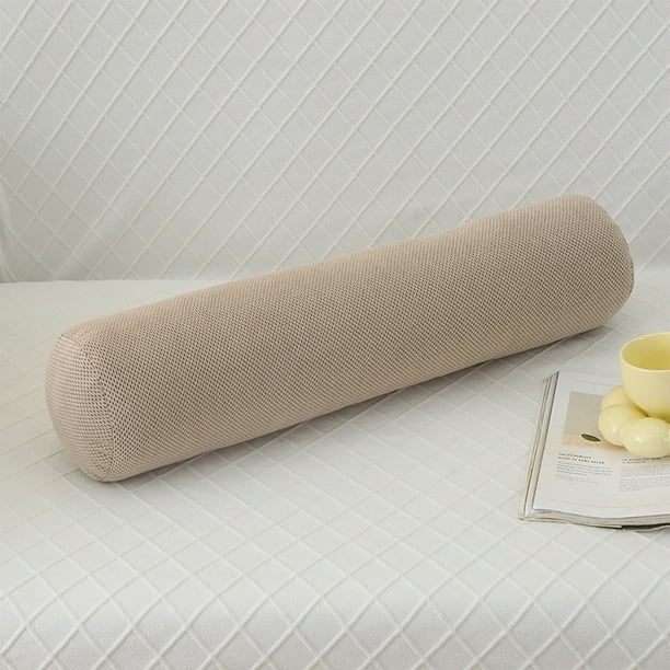 Funda de almohada cilíndrica color caqui para dormir de lado, 60x15x15cm