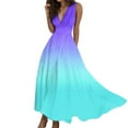 thumbnail image 1 of B91xZ Femmes Formelle Robes Décontracté Sans Manches Cou Ruffle A-Ligne Fluide Invité de Mariage Maxi Robes, Violet XL, 1 of 5