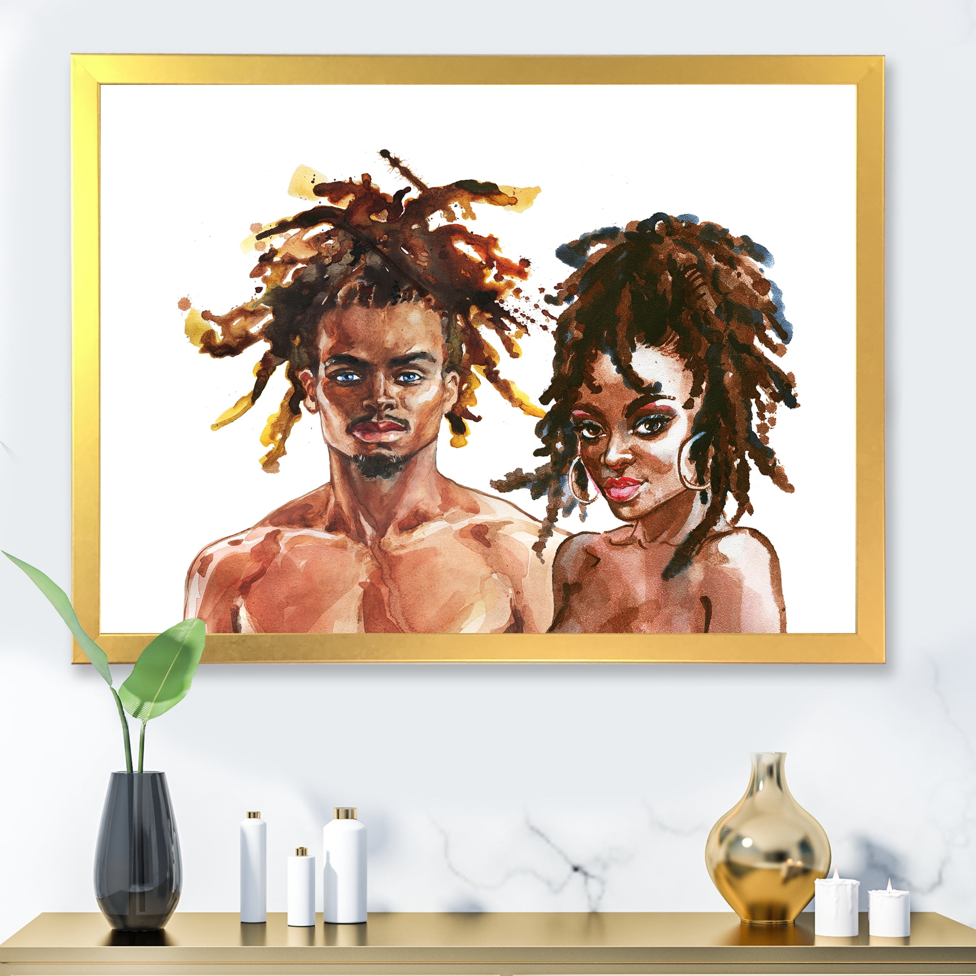 Designart 'Portrait of African American Couple' Modern Framed Art Print