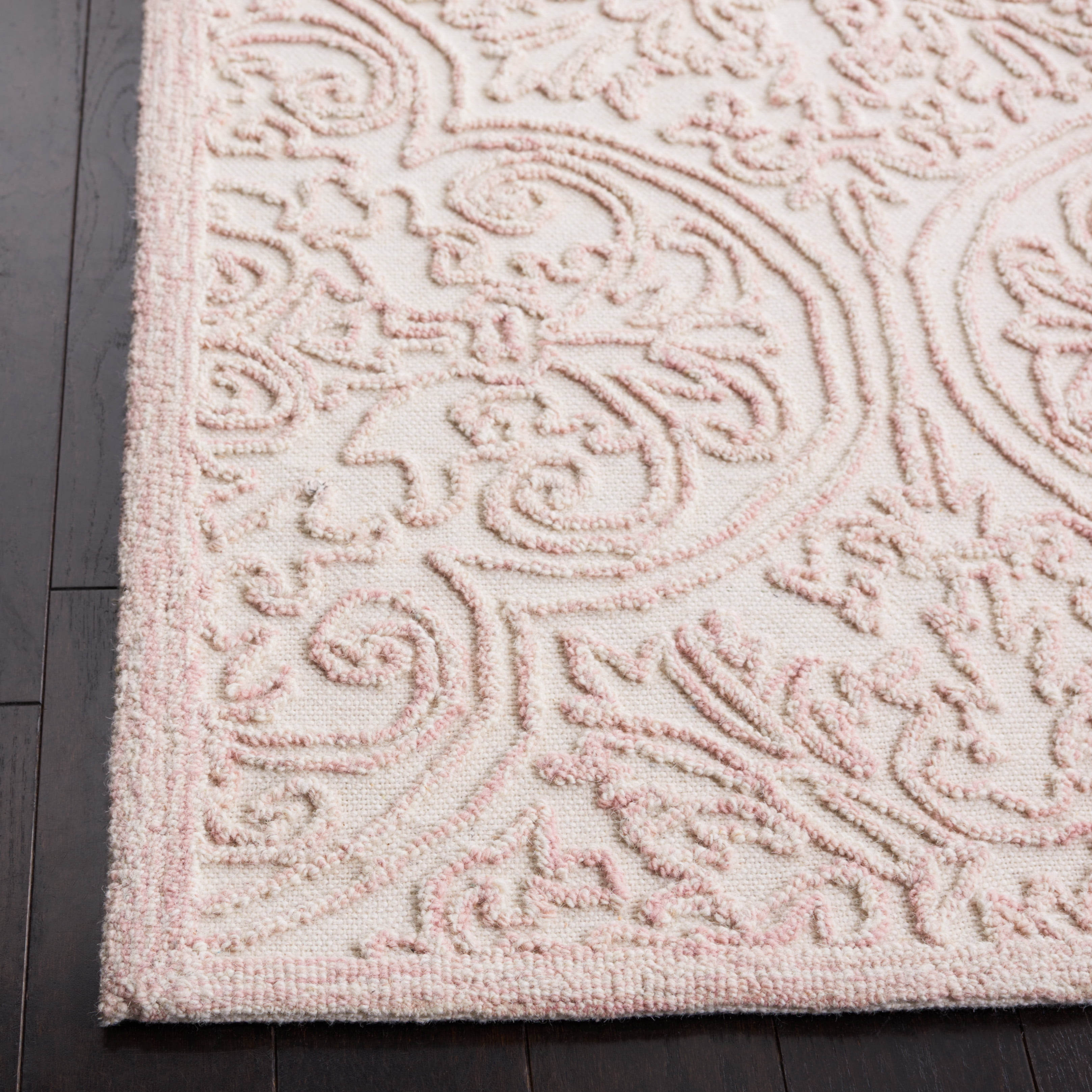 SAFAVIEH Trace Burton Geometric Runner Rug, Ivory/Pink, 2'3" x 8'