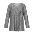 thumbnail image 4 of CEHVOM Blouse à Manches Longues Col en V Imprimée pour Femmes Grande Taille, Liquidation, 4 of 8
