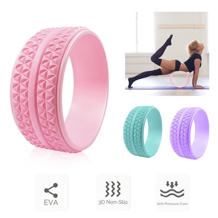 ASA Yoga Wheel for Back Pain, Stretches and Strengthens Core Muscles, 12.6" x 4" Premium Yoga Back Roller,Improving Flexibility and Back bends (Pink)