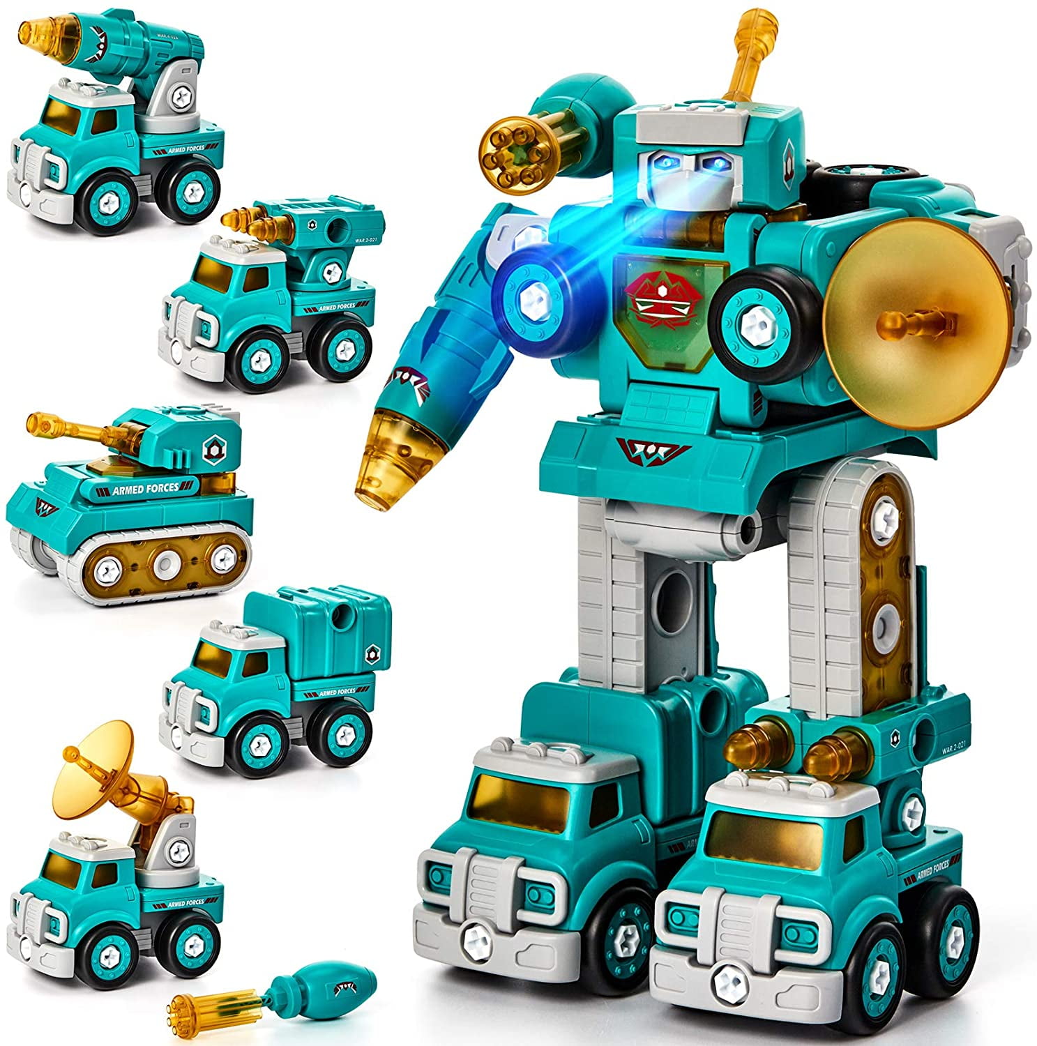 Take Apart Robot Toy Vehicle Set 5 in 1 Construction Toys for 5 Year