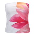 thumbnail image 4 of FYEGRE Strapless Tube Tops for Women Summer Y2K Floral Bandeau Cute Crop Tops Trendy Sleeveless Going Out Outfits White S, 4 of 8