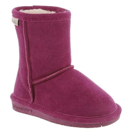 Bearpaw Girl's Emma Snow Boots Pink Suede Rubber 12 Little Kid M
