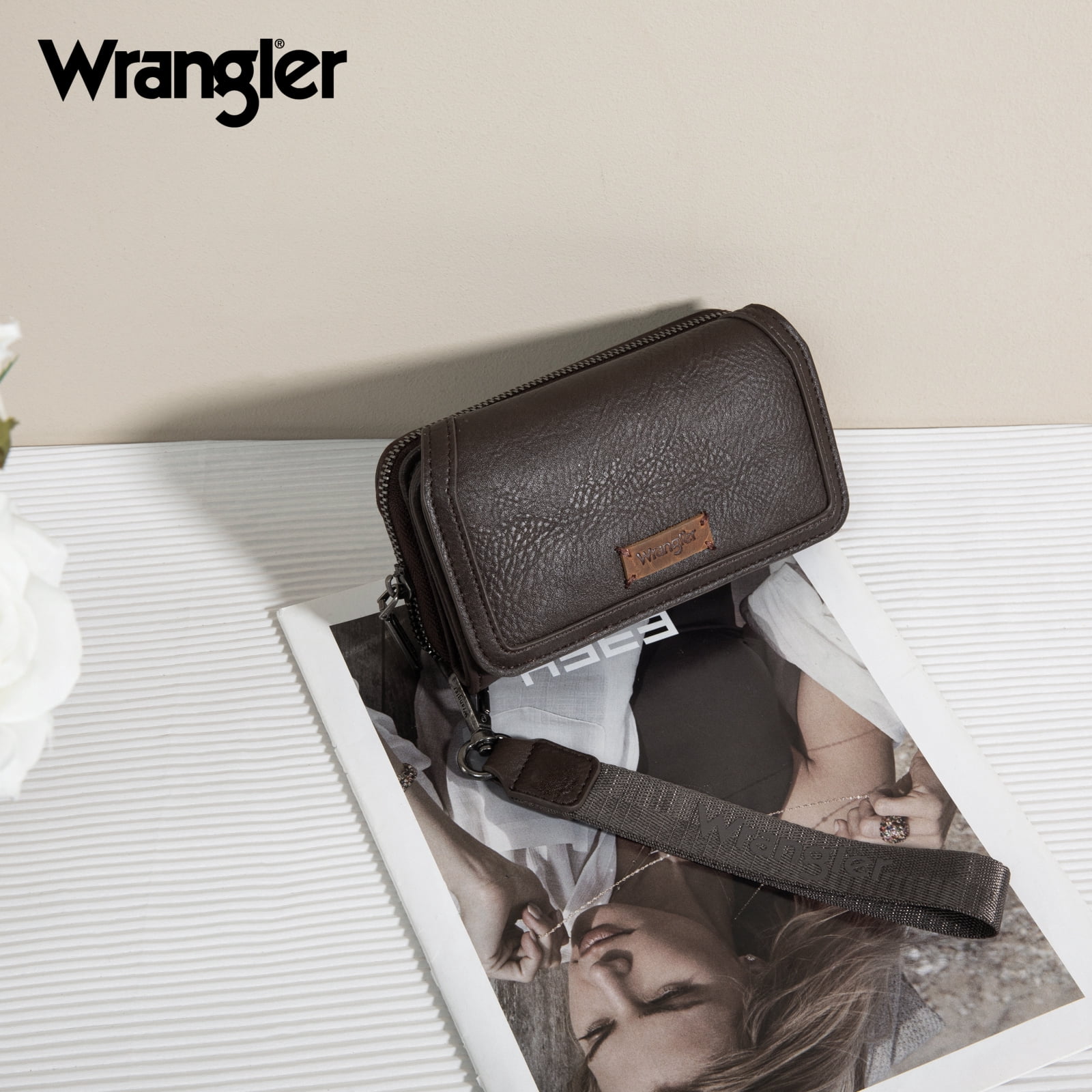 Wrangler Wallet Purse for Women Minimalist Wristlet Wallet with RFID Blocking Credit Card Holder, Coffee