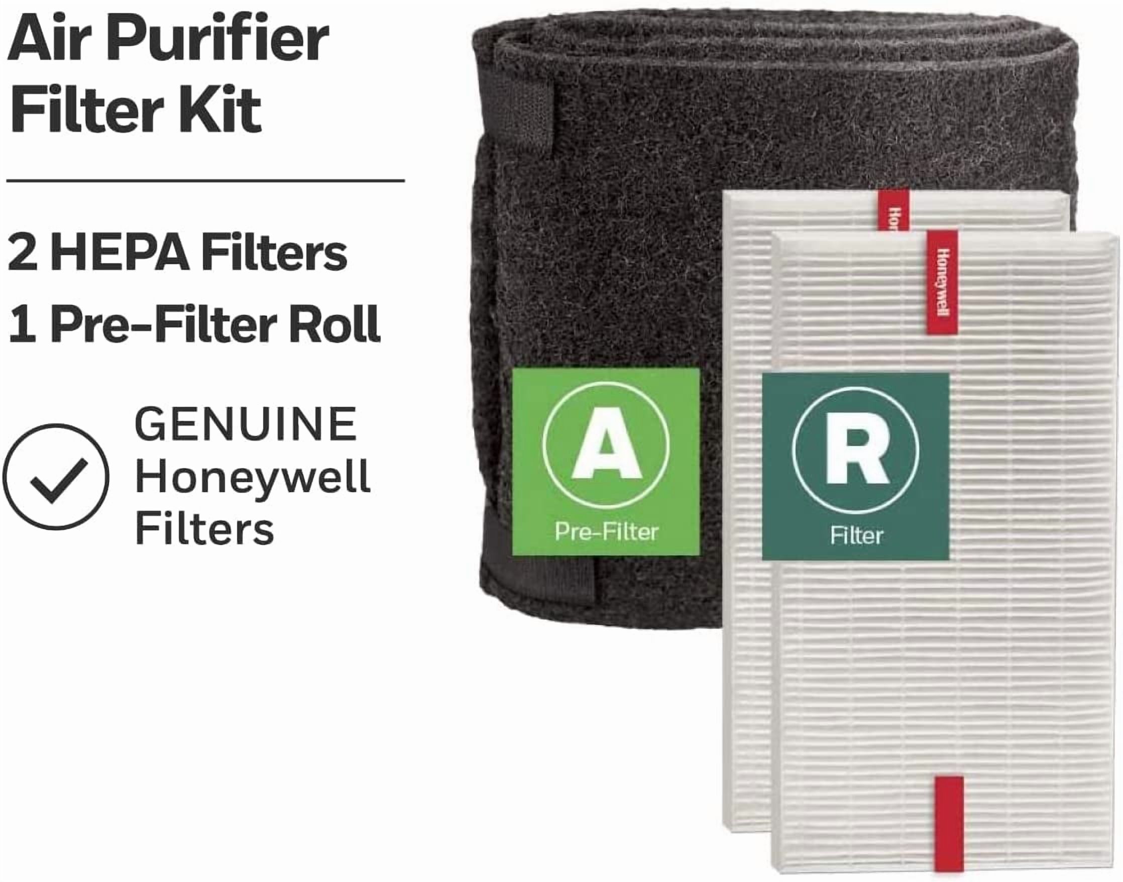 HEPA  Purifier Filter Value Kit – Includes 2 R HEPA Filters and 1 A Pre-Filter Roll with Cutting Template for Home Allergen Removal