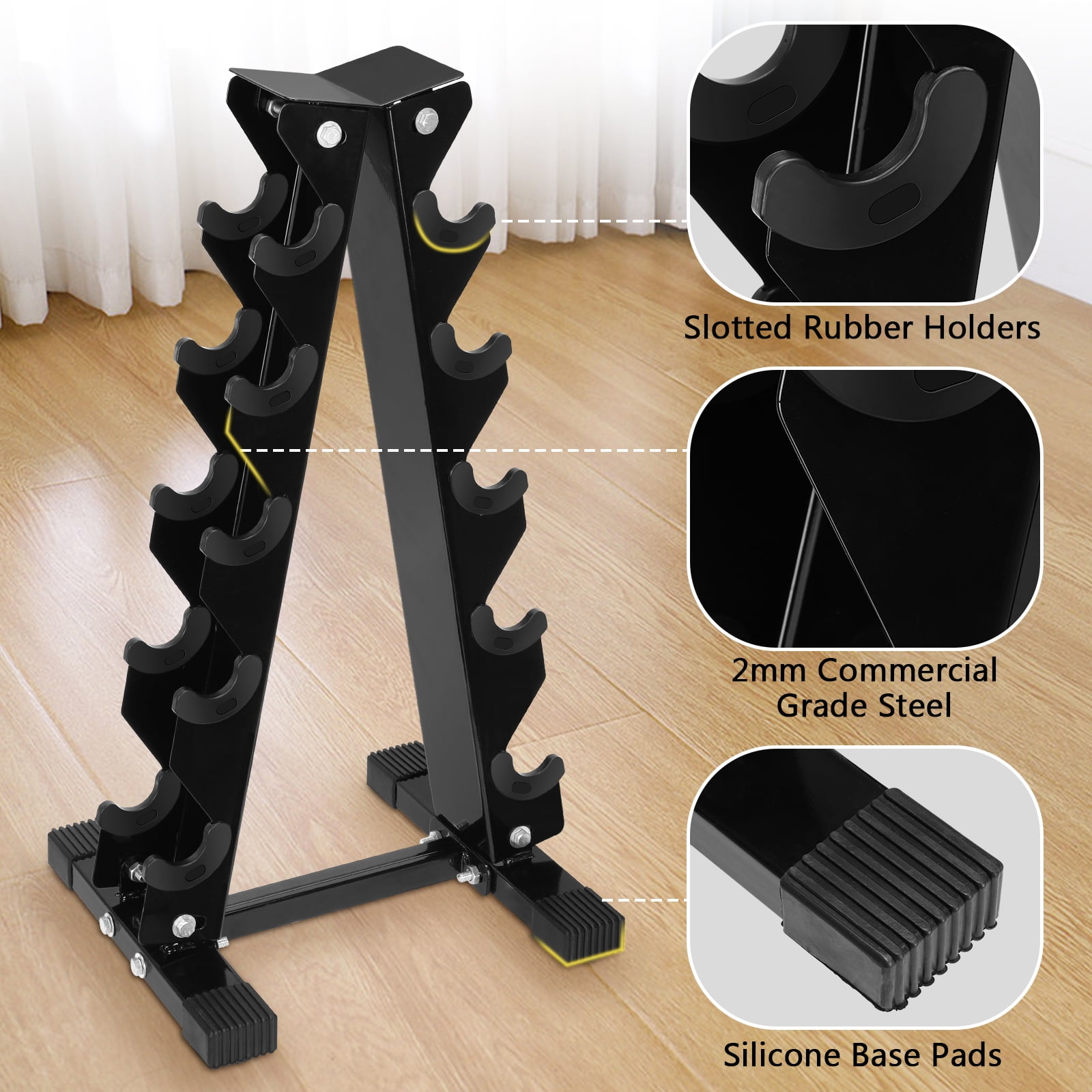 Troxlin Dumbbell Rack 5-Tier – Heavy-Duty Weight Storage Stand for Home Gym, Padded Slots & Black Steel Frame (Dumbbells Not Included)
