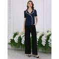 thumbnail image 2 of DARING DIVA Women's Short Sleeve Contrast Color Knit Sweater Cardigan XL Dark Blue, 2 of 6