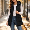 thumbnail image 2 of Levmjia Women's Hooded Vest Zip Up Quilted Padded Gilet Detachable Hood Drawstring Waist Sleeveless Outerwear with Pockets, 2 of 5