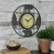 FirsTime & Co. Black Wildlife Wire Wall Clock, Cabin & Lodge, Analog, 11 x 2 x 11 in