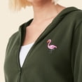 thumbnail image 5 of Dalix Flamingo Embroidered Fleece Cropped Zip Hoodie Cold Fall Winter Womens in Military Green L Large, 5 of 5
