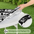 thumbnail image 5 of Black White Tie Dye Mandala Pattern Round Fitted Tablecloth with Elastic Edge,Dining Table Cover Waterproof,Outdoor Round Tablecloth for Camping,Dining,Indoor and Outdoor, 5 of 7