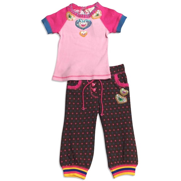Baby Sara Short Sleeve Embellished Pant Set for Girls Chic and Comfy