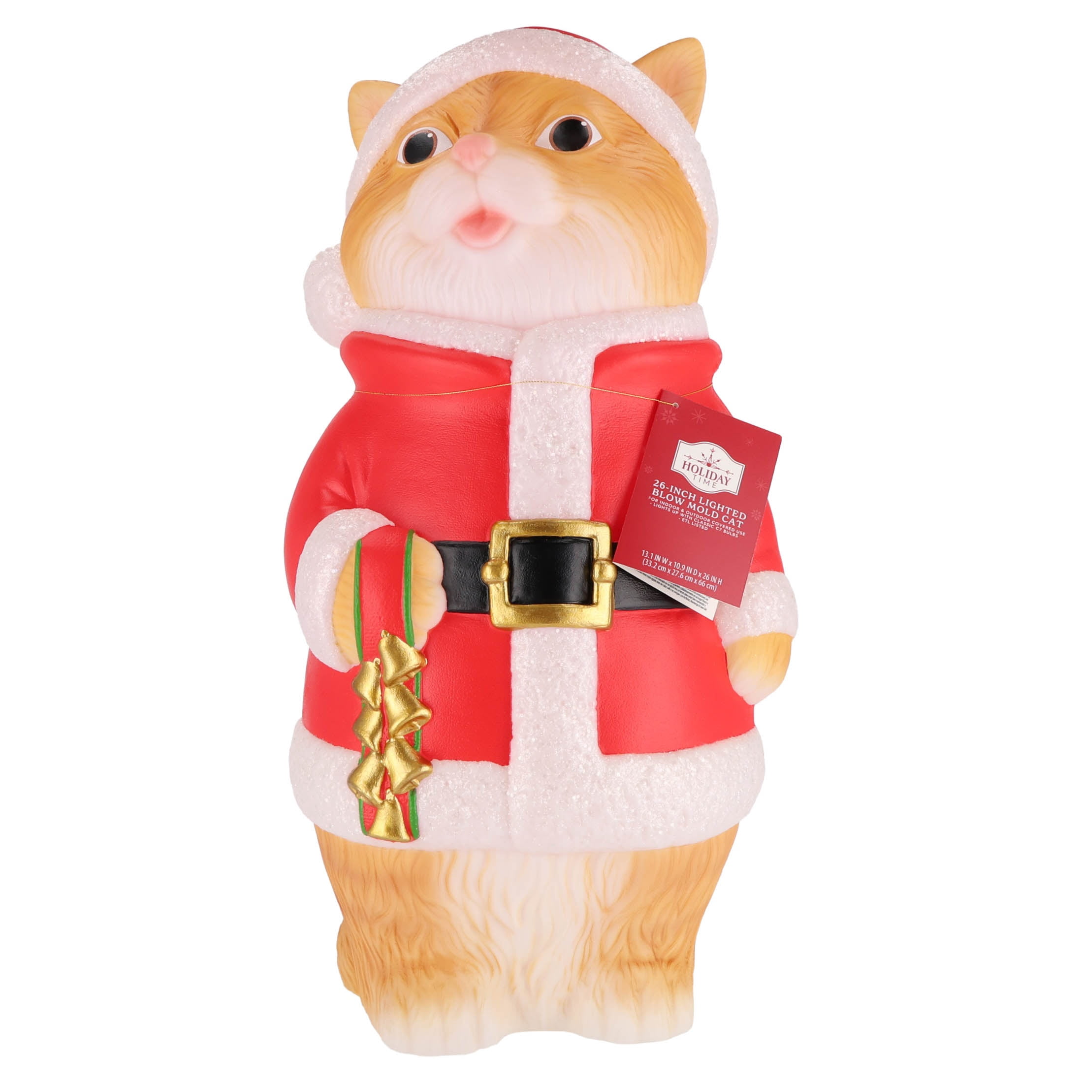 Lighted Blow Mold Cat Indoor/Outdoor Christmas Decoration, Multicolor, 26", by Holiday Time