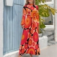 thumbnail image 3 of Red Retro Circle Pattern Long Dress Long dresses Women's skirt elegant evening dresses for women 2024 elegant dresses plus sizes, 3 of 4