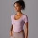 thumbnail image 3 of Camiseta de manga corta sólida para mujer, Top deportivo ajustado para correr, Fitness, Yoga, Tops cortos de entrenamiento para gimnasio, ropa activa, 3 of 5