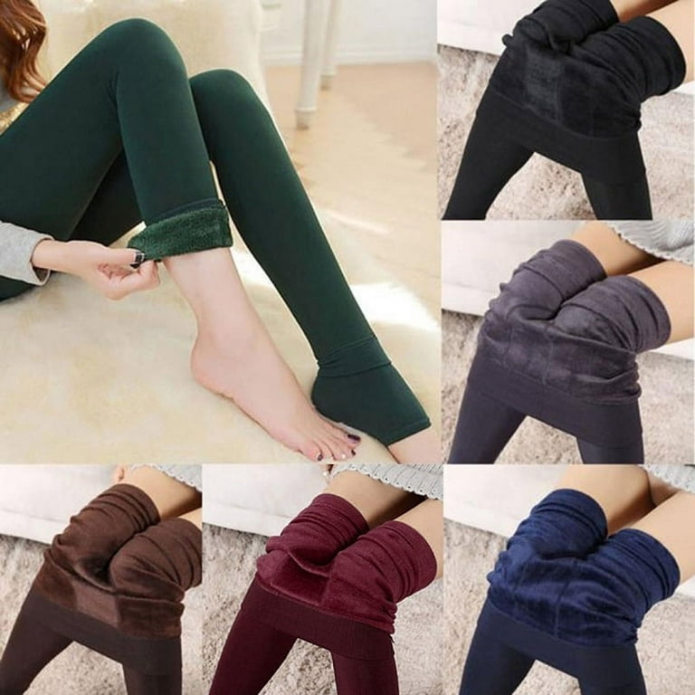 Winter Warm High-waist Leggings Super Thick Elastic Tight Leggings  Windproof Lasting Warmth for Women Wine Red One Size 