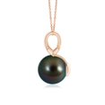 thumbnail image 2 of ANGARA Classic Tahitian Cultured Pearl Cross V-Bale Pendant in 14K Rose Gold for Women | June Birthstone, Birthday, Anniversary, Jewelry Gift for Women | Pearl Necklace, 2 of 6