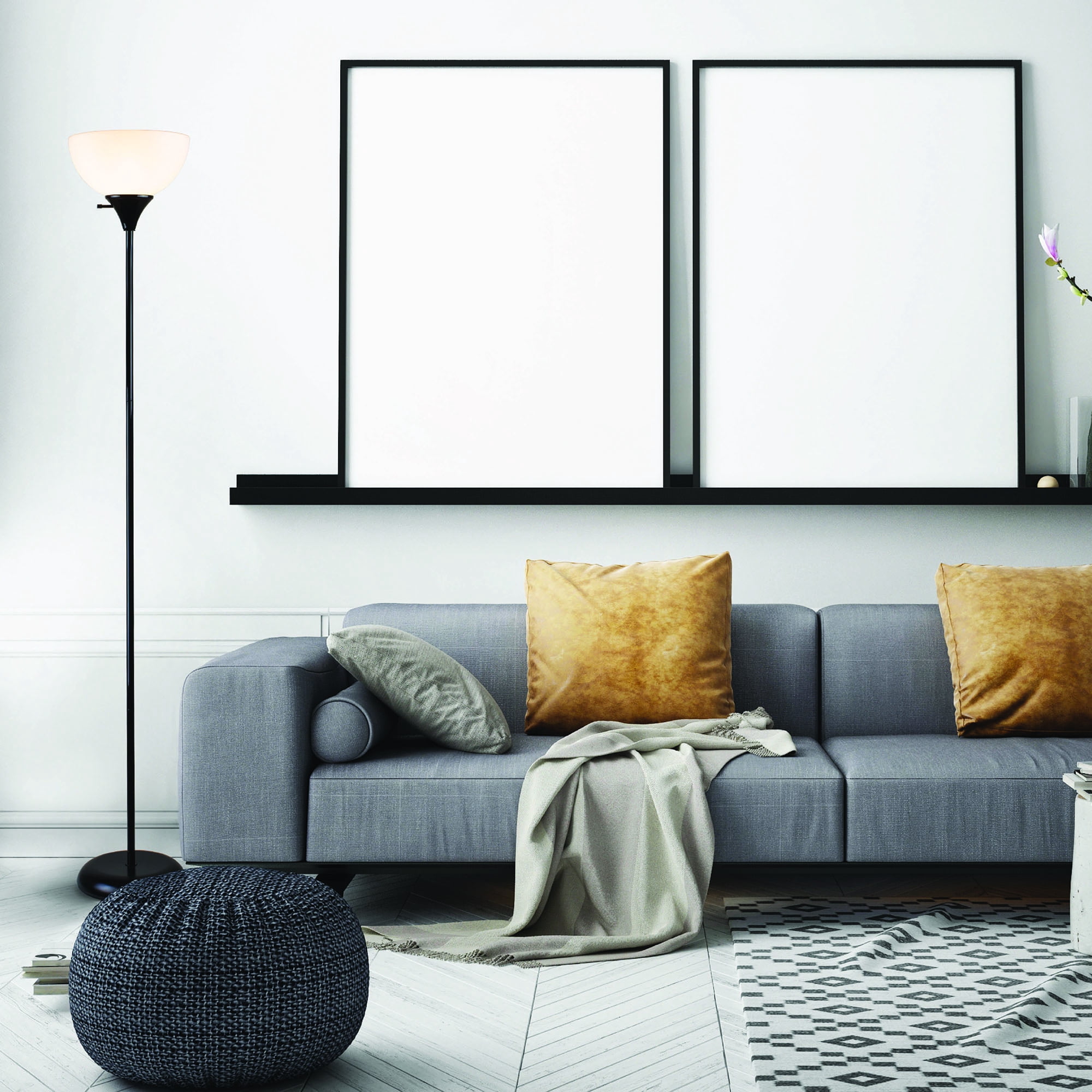 Henry 71" Torchiere Standing Floor Lamp by Newhouse Lighting, Black