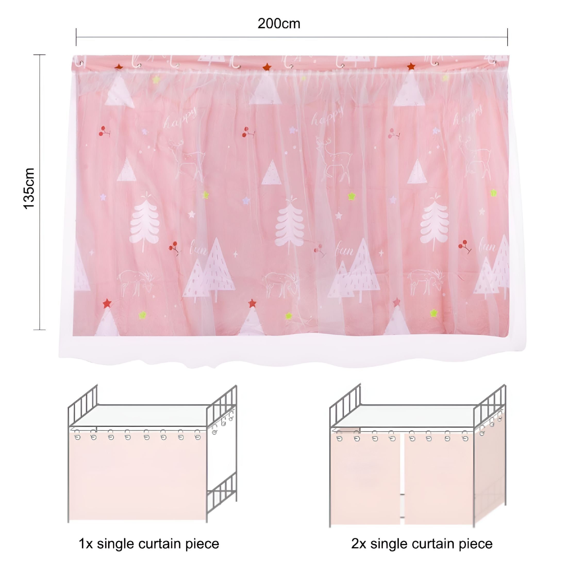 AUQ 2026 New Bunk Bed Curtains Dorm Home Blackout Privacy Bed Cloth Curtain Shading Breathable Dustproof Bed Canopy with Rope and Buckles for Kids Teen Loft Bed Single Sleeper