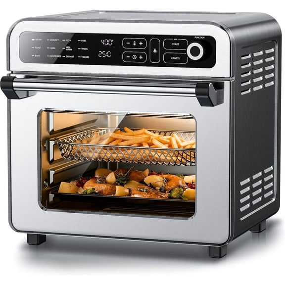 Kndko 19QT Air Fryer Toaster Oven Combo, Silver, 12-in-1, 1700W, 70-450°F