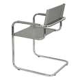 thumbnail image 4 of Breuer Chair Company Mart Stam Cantilever Armchair Arm Chair w/ Chrome Steel Frame & Gray Bonded Leather by Furnish Theory, 4 of 7
