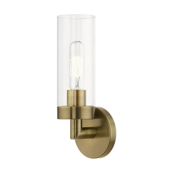 16171-01 Livex Lighting Ludlow - 1 Light ADA Wall Sconce In Nautical Style-11.75 Inches Tall and 4.25 Inches Wide-Antique Brass Finish