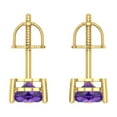 thumbnail image 3 of 1 ct Screw-Back Stud Earrings for Women | 5mm Heart Cut Natural Amethyst | 18K Yellow Gold, 3 of 4