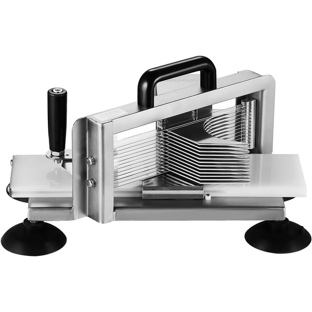 KFFKFF Trancheuse Professionnelle pour Tomates, Coupe de 1/4 Po, Acier Inoxydable Durable, Fonctionnement Manuel, Base Antidérapante, Convient aux Tomates, Concombres, Bananes