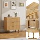 thumbnail image 5 of QinaQin Buró o cómoda acanalada de 3 cajones con jaladeras y patas doradas, diseño moderno para recámara, sala, pasillo o entrada, 5 of 8