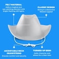 thumbnail image 4 of ​White Felt Cowboy Hats (2-Pack) with Neck Drawstring for Kids' Dress up and Parties, White color​, 4 of 8