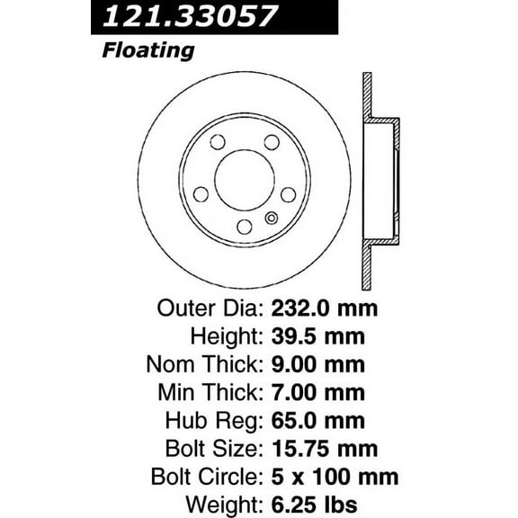 C-Tek Disc Brake Rotor 121.33057 Fits select: 1998-2005 VOLKSWAGEN JETTA, 1998-2010 VOLKSWAGEN NEW BEETLE