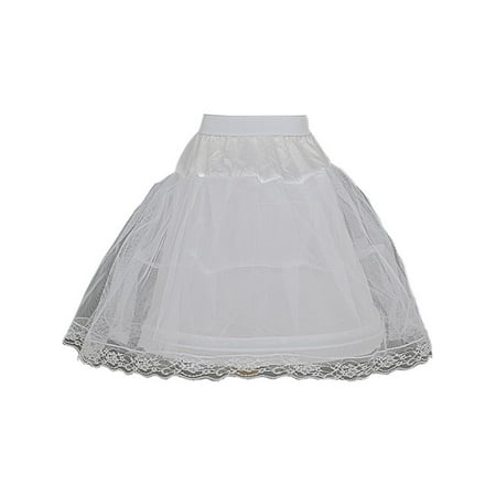 Girls White Wired Layered Lace Mesh Adjustable Waist Petticoat 2T-12 ...