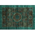 thumbnail image 1 of Ahgly Company Machine Washable Indoor Rectangle Abstract Turquoise Blue Modern Area Rugs, 4' x 6', 1 of 4