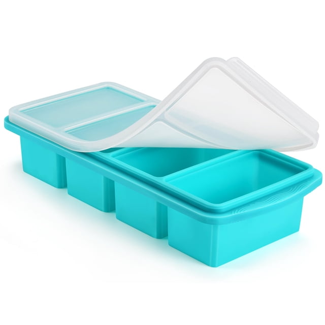 Bandeja para congelador Uozuke, silicona, 1 taza con tapa, almacenamiento de alimentos, color aguamarina
