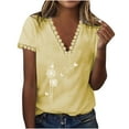 thumbnail image 1 of Pompotops T-Shirt Décontracté Sexy Mode Été Col en V Imprimé Manches Courtes Blouse, 1 of 8
