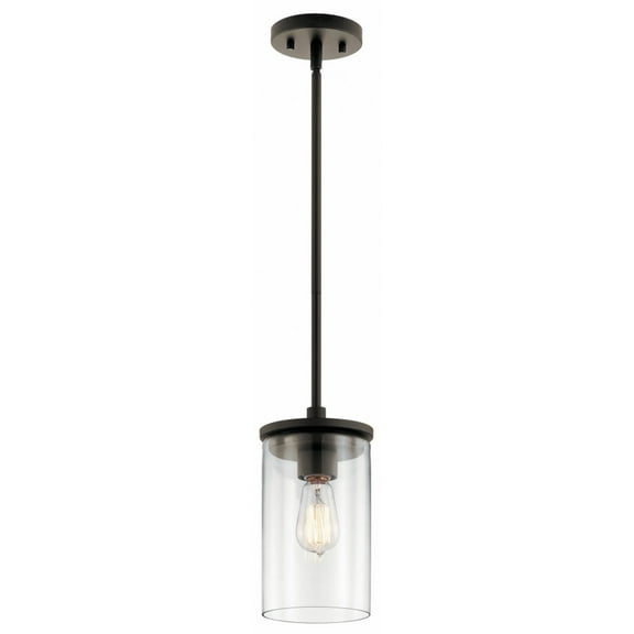 1 Light Contemporary Minimalist Mini Pendant Light Fixture with Clear Glass-Olde Bronze Finish Bailey Street Home 147-Bel-2279354