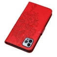 thumbnail image 6 of Dteck For iPhone 12 Shockproof Wristband Embossed Pattern Card Slot Flip Leather Wallet Kickstand Case Cover,Red, 6 of 7