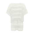 thumbnail image 7 of Oplxuo Crochet Swim Cover Up for Women Batwing Sleeve Sheer Kintted Tops with Shorts Sexy 2 Piece Bathing Suit Coverups, 7 of 7
