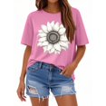 thumbnail image 2 of NAMTYQX Graphic Tees for Women Cool Light Crewneck Short Sleeve Plus Size Hawaii Gemustert Baggys Graphic Ladies Tops and Blouses Pink Size XL, 2 of 4
