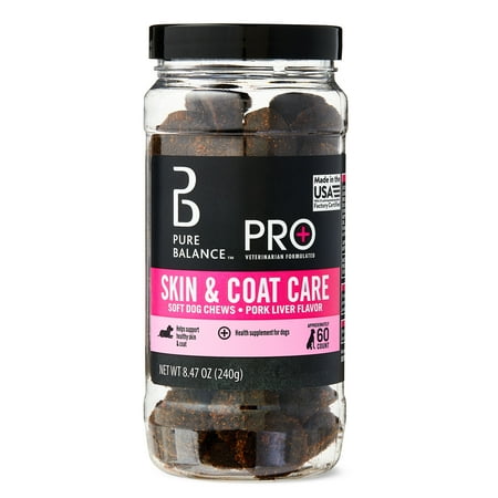 Pure Balance Pro+ Skin and Coat Care Supplement, Dog Soft Chews, 60 Count