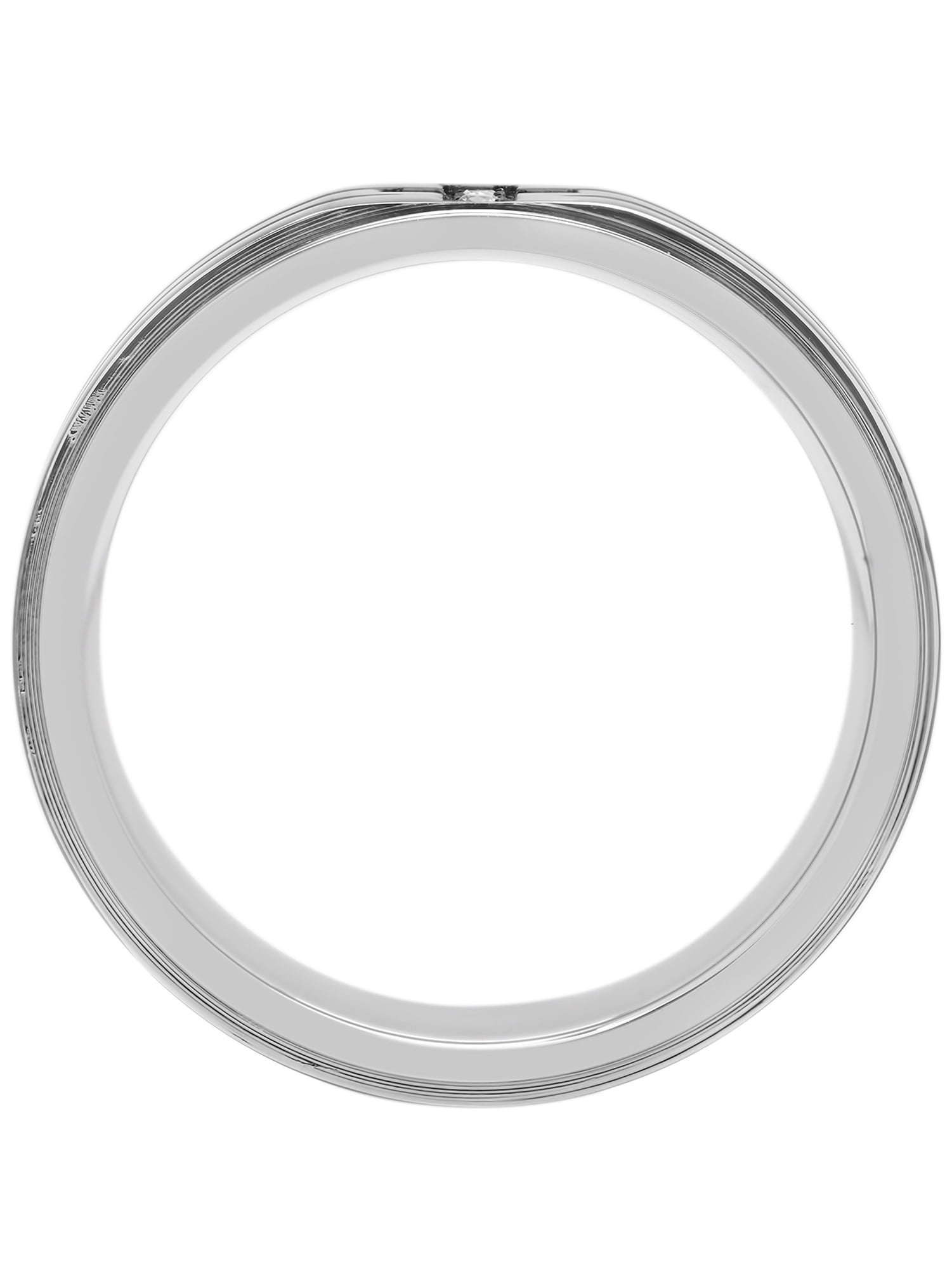 Mens Stainless Steel 8MM White Diamond Accent Cross Wedding Band