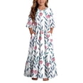 thumbnail image 2 of ITSAME Girls Floral Dress Crew Neck Ruffle 3/4 Sleeve Summer Flowy Casual A-Line Dress Pink Size 8, 2 of 7