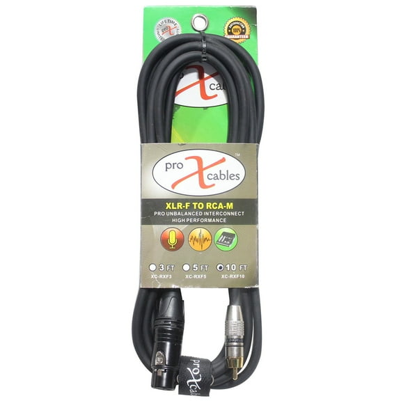 ProX XC-RXF10 10' RCA-M to XLR3-F Unbalanced High Performance Audio Cable