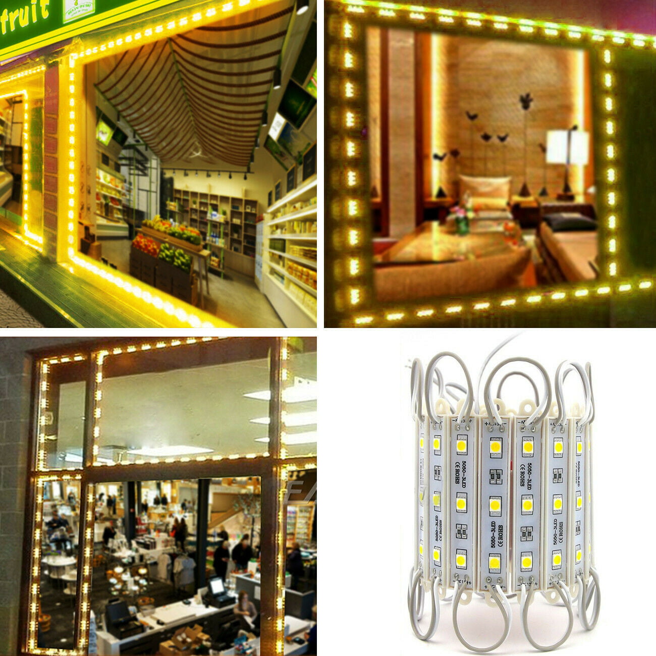 Module Lights EAGWELL COB LED Module Strip Light Bead Chip Waterproof DC 12V 2.4W Ultra Bright DIY Business Decorative Lights for Letter Sign Advertising-White 