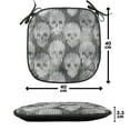 thumbnail image 3 of Skull Chair Seating Cushion Set of 12, Knitting Chevron Texture with Brainpan Head Bone Ghostly Creepy Pattern Image, Seat Pads with Anti-slip Backing, 16"x16", Grey Black White, by Ambesonne, 3 of 4