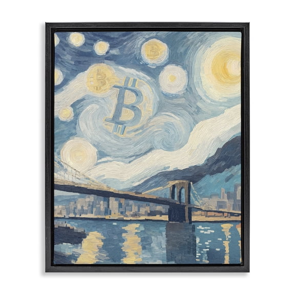 Stupell Industries Crypto Lunar Glow Black Framed Floater Canvas Wall Art, design by Svetlana Aleynikova