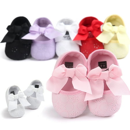 

MyBeauty Toddler Baby Girl Crib Shoes Princess Bowknot Slip-on Embroidered Prewalker Pink 12cm